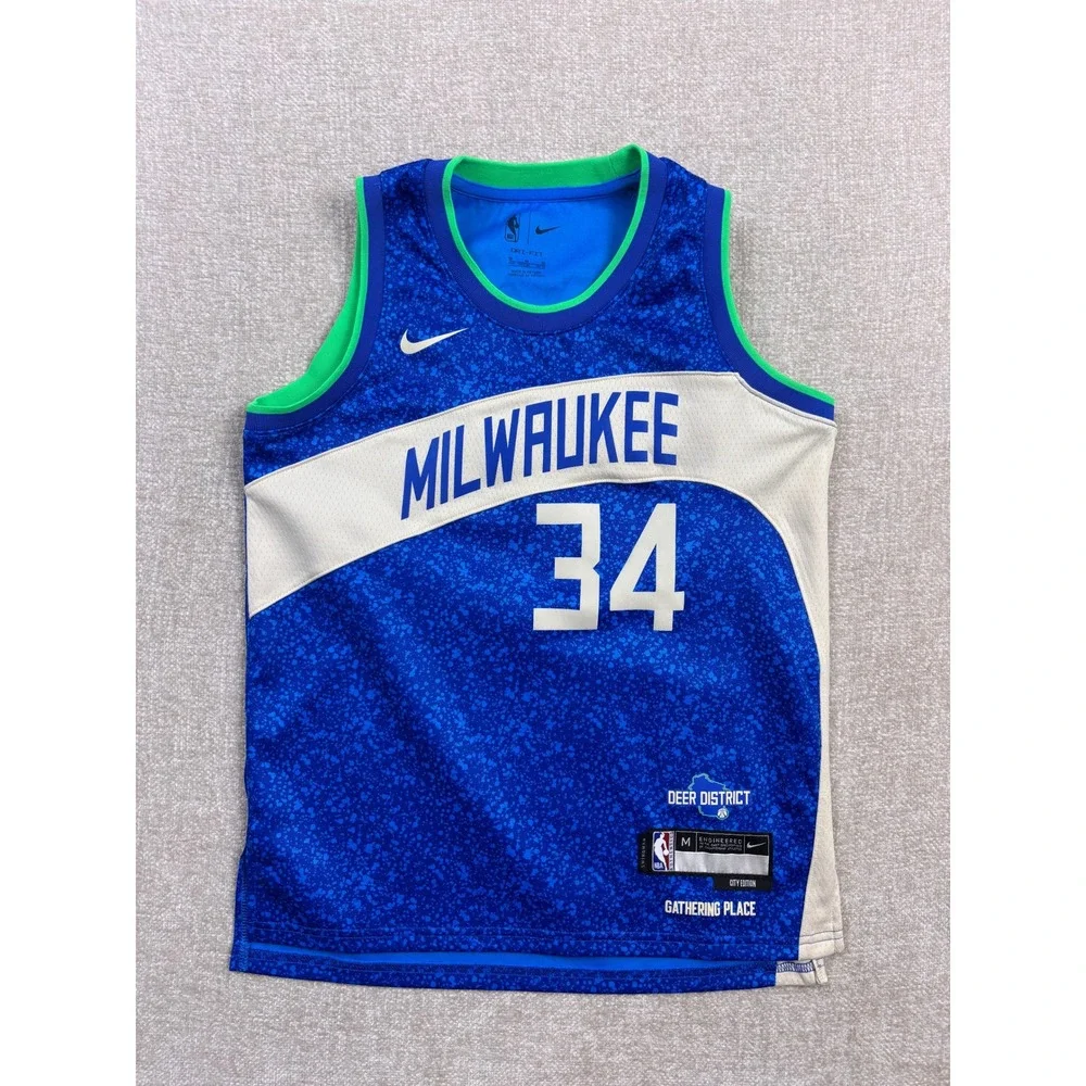 Nike Milwaukee Bucks Giannis Antetokounmpo 34 City Edition Jersey Kids Medium